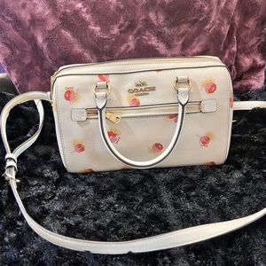 Coach Rowan Satchel in Poppy Floral pattern- pink and cream